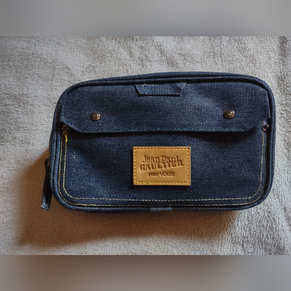 Jean Paul Gaultier Dark Blue Toiletry Bag with Gold Accent/One Size